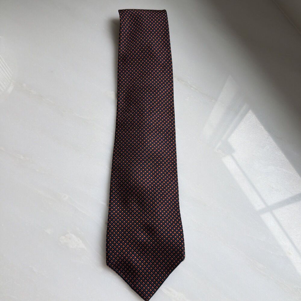 Vintage Andrew Scott Auburn silk necktie tie blue orange